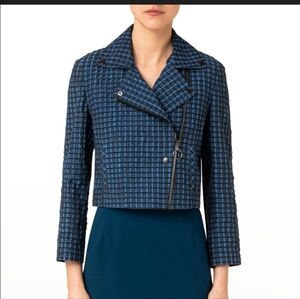 Akris Punto Cropped Seersucker Biker Jacket